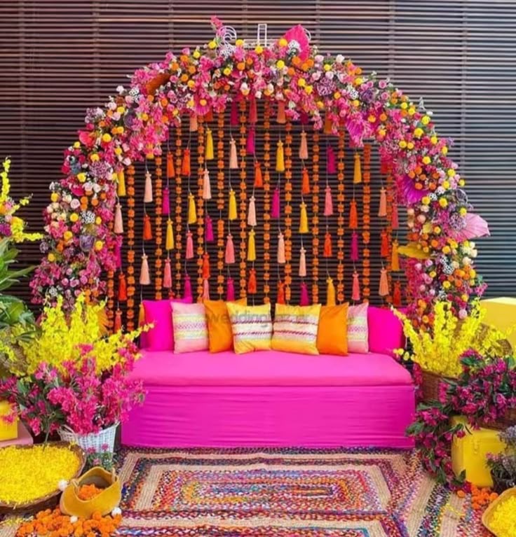 Boho Floral Mehendi Wall