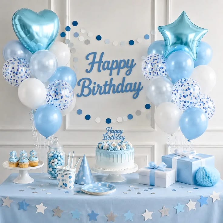 Blue Balloon Wall Setup